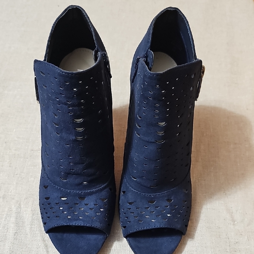 Nine West Blue Ankle Boots with Peep-Toe Design and High Heel
